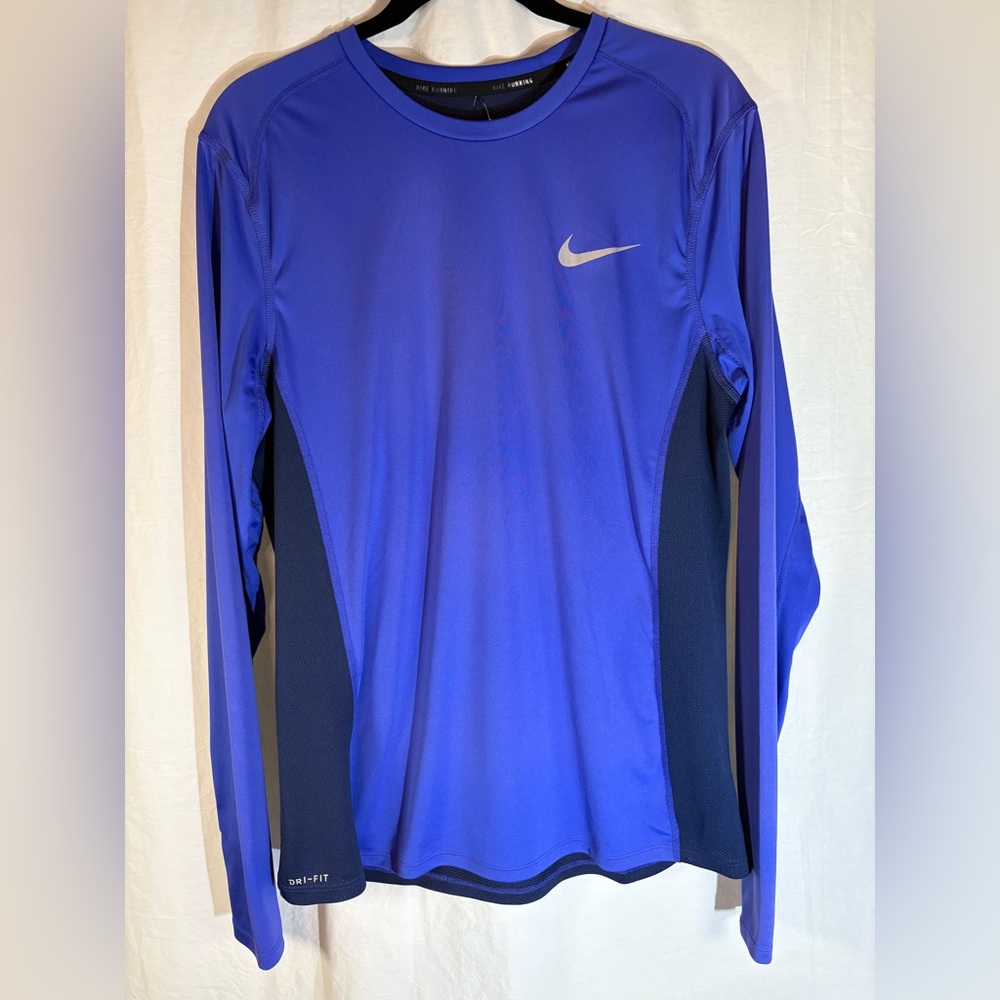 Nike Running Shirt Purple/Navy Dri-Fit Performance Mens Large